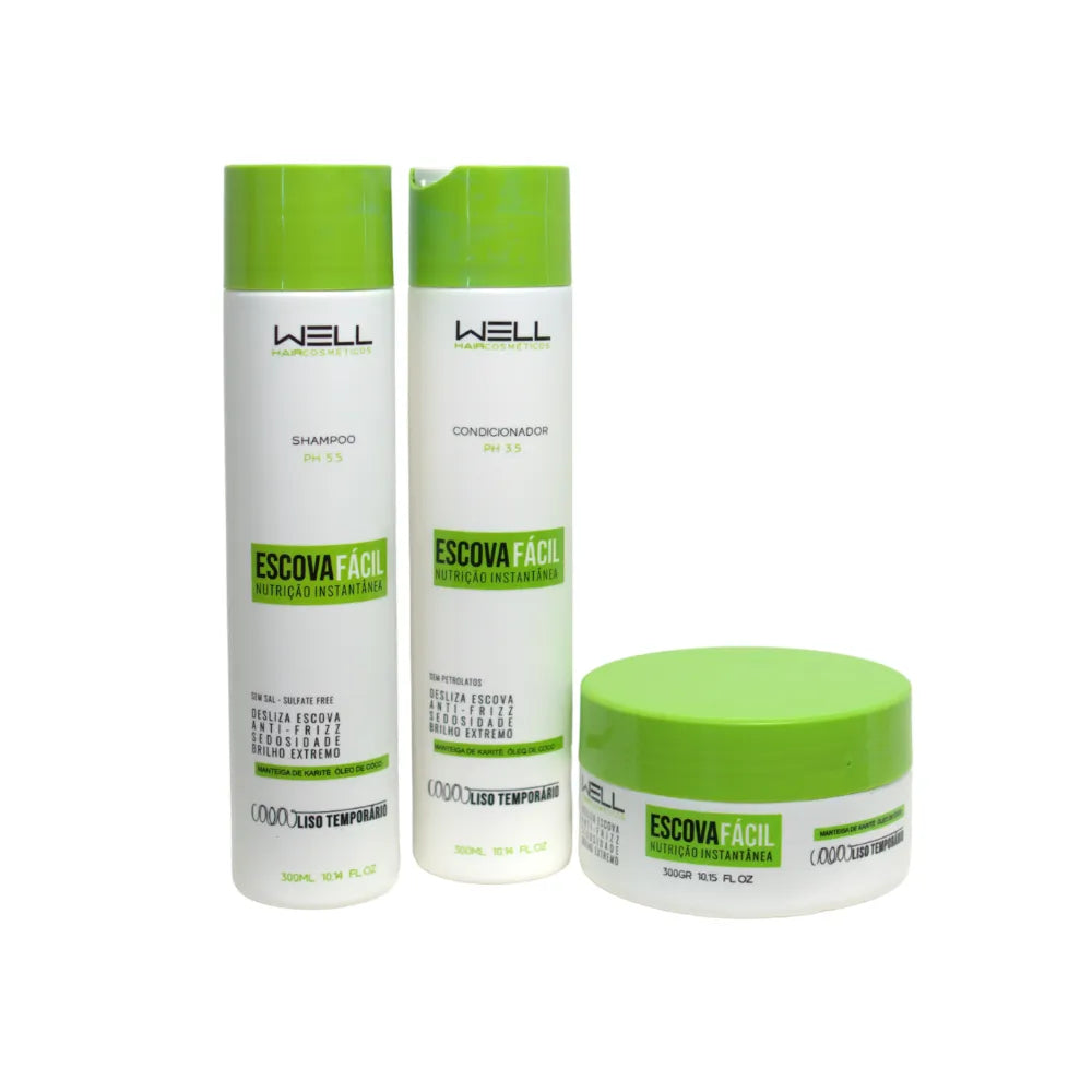 Kit Tratamento Home Care Escova Fácil Shampoo, Máscara e Condicionador