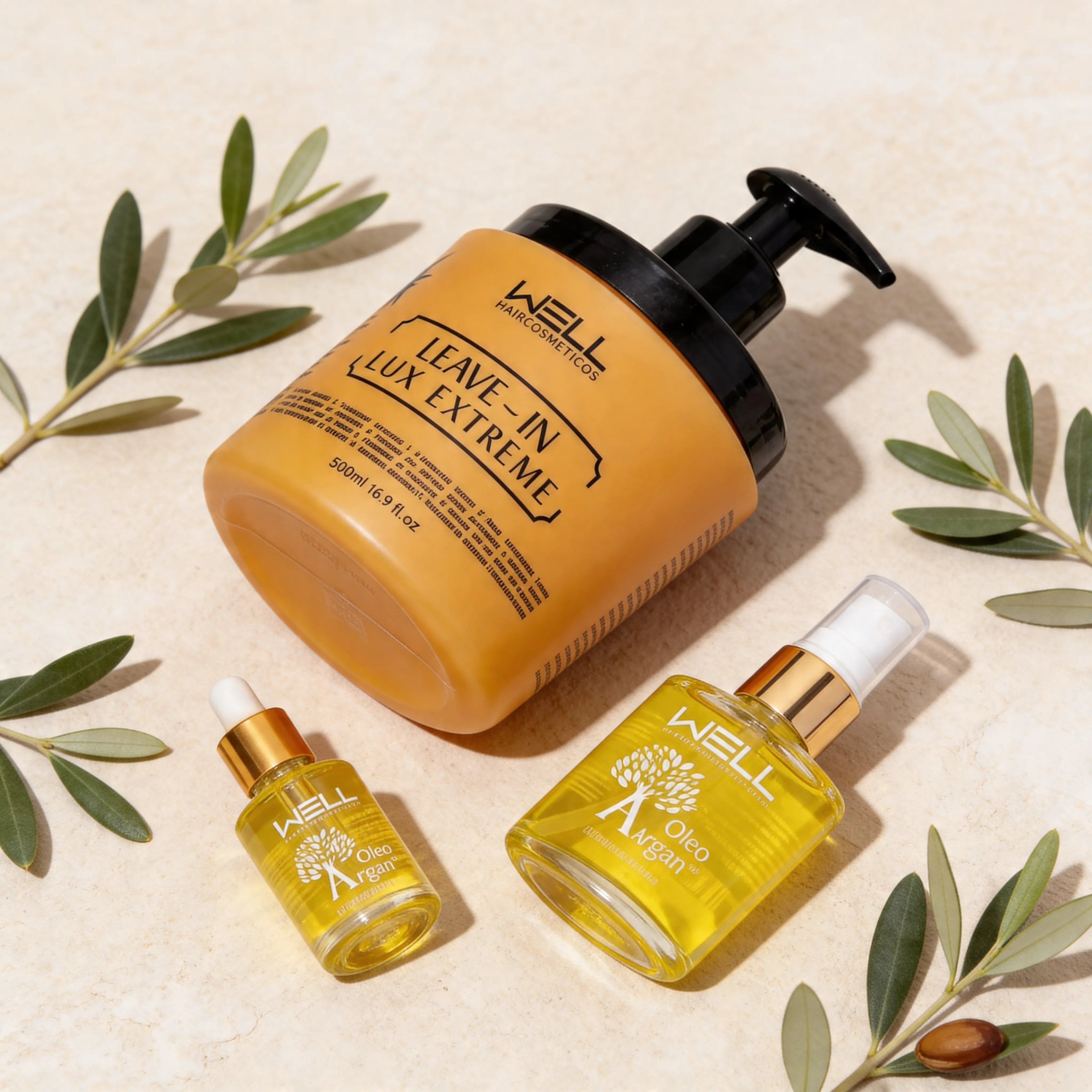 kit finalizador Leavein lux Extreme , oleo de argan 30ml e oleo Baby 10ml