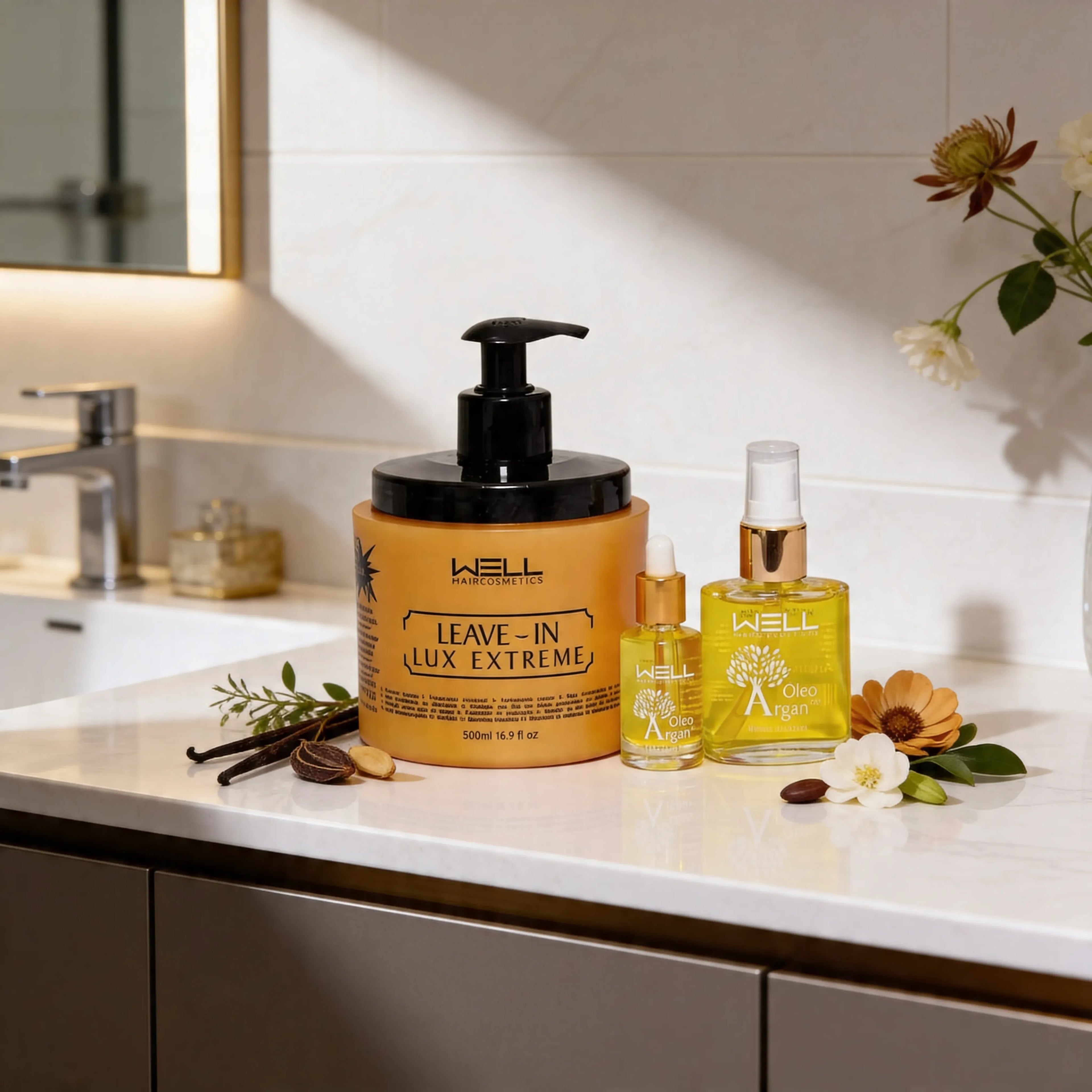 kit finalizador Leavein lux Extreme , oleo de argan 30ml e oleo Baby 10ml