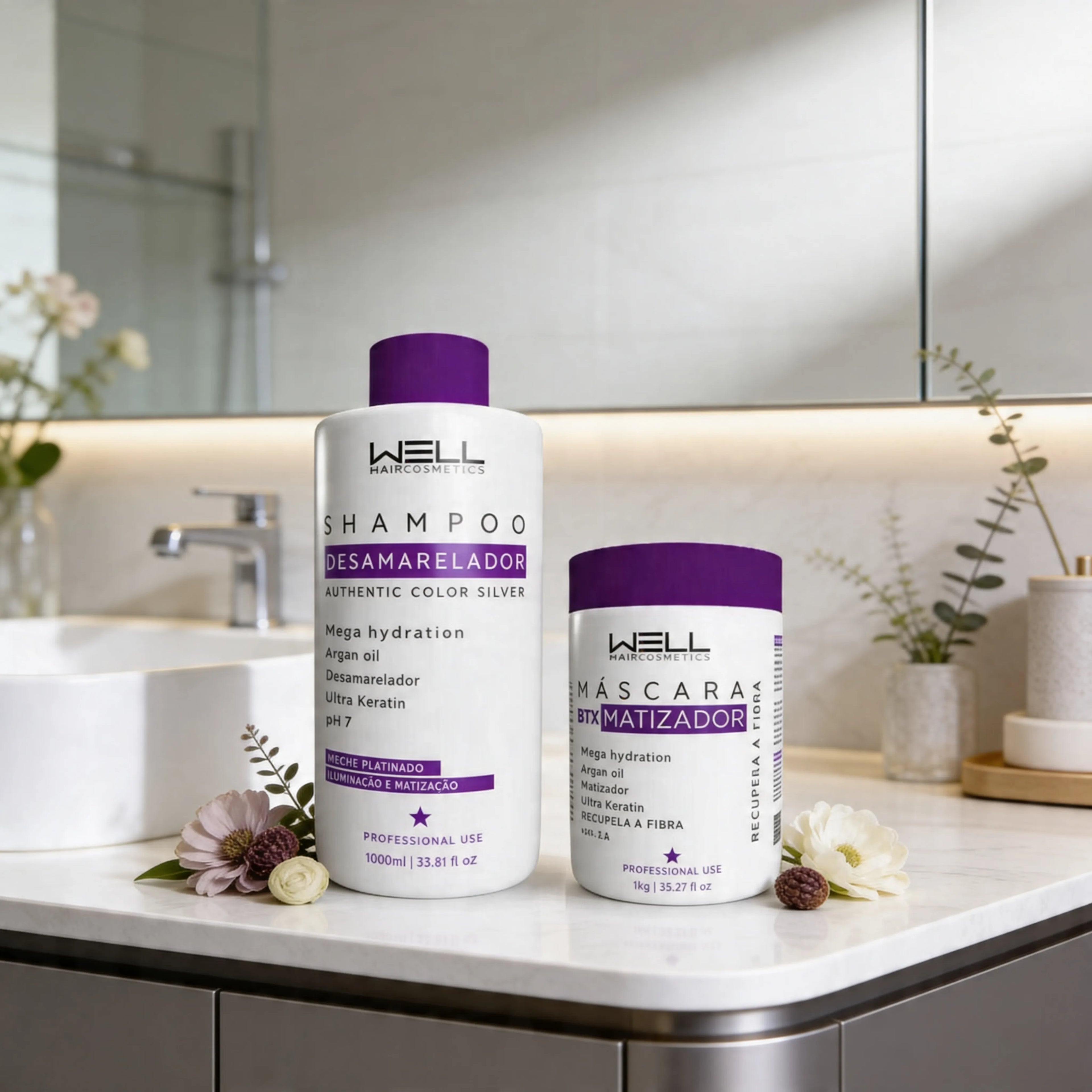 Kit Shampoo Desamarelador e Bottox Matizador