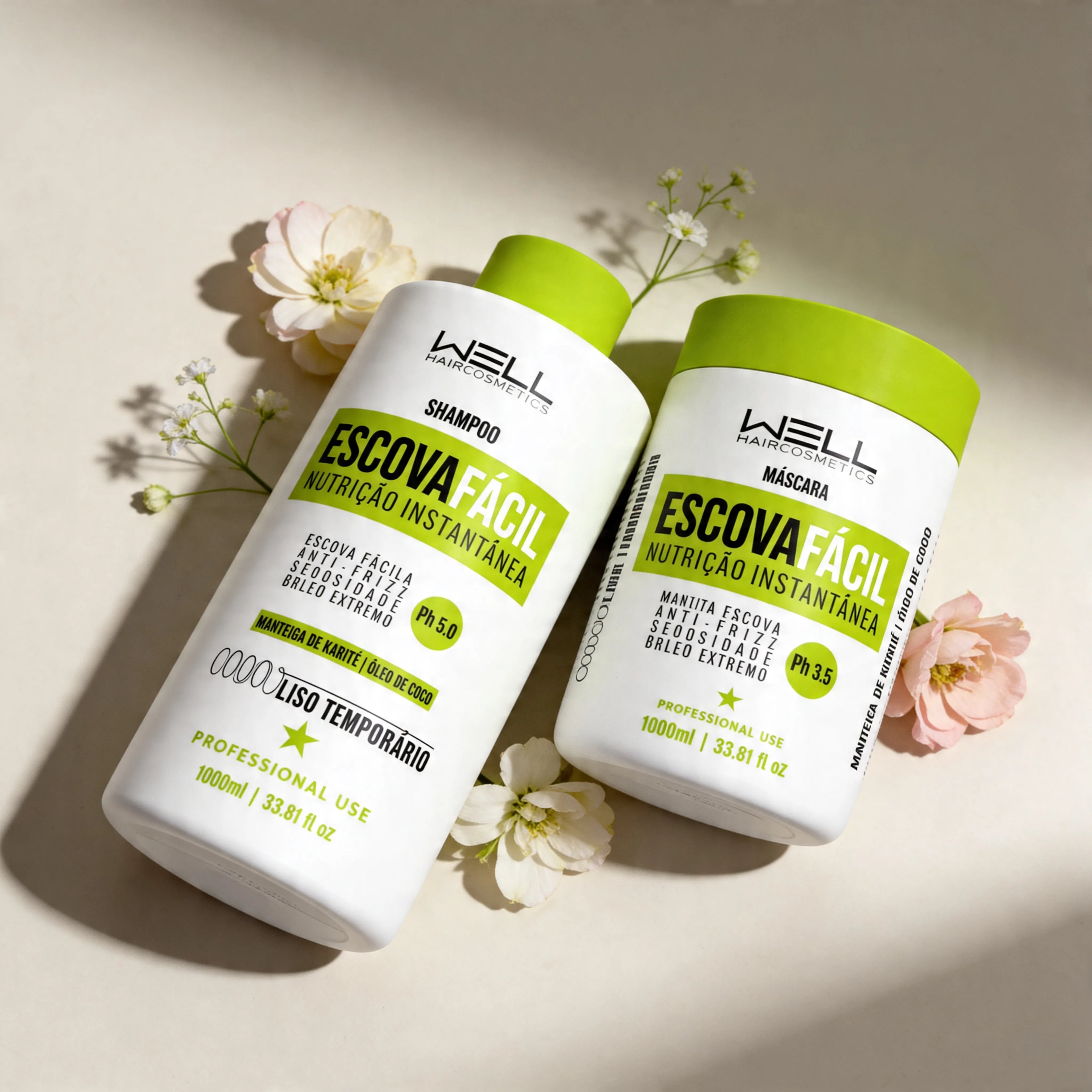 ESCOVA FÁCIL - SHAMPOO + MASCARA 1000ML - WELL HAIR COSMÉTICOS
