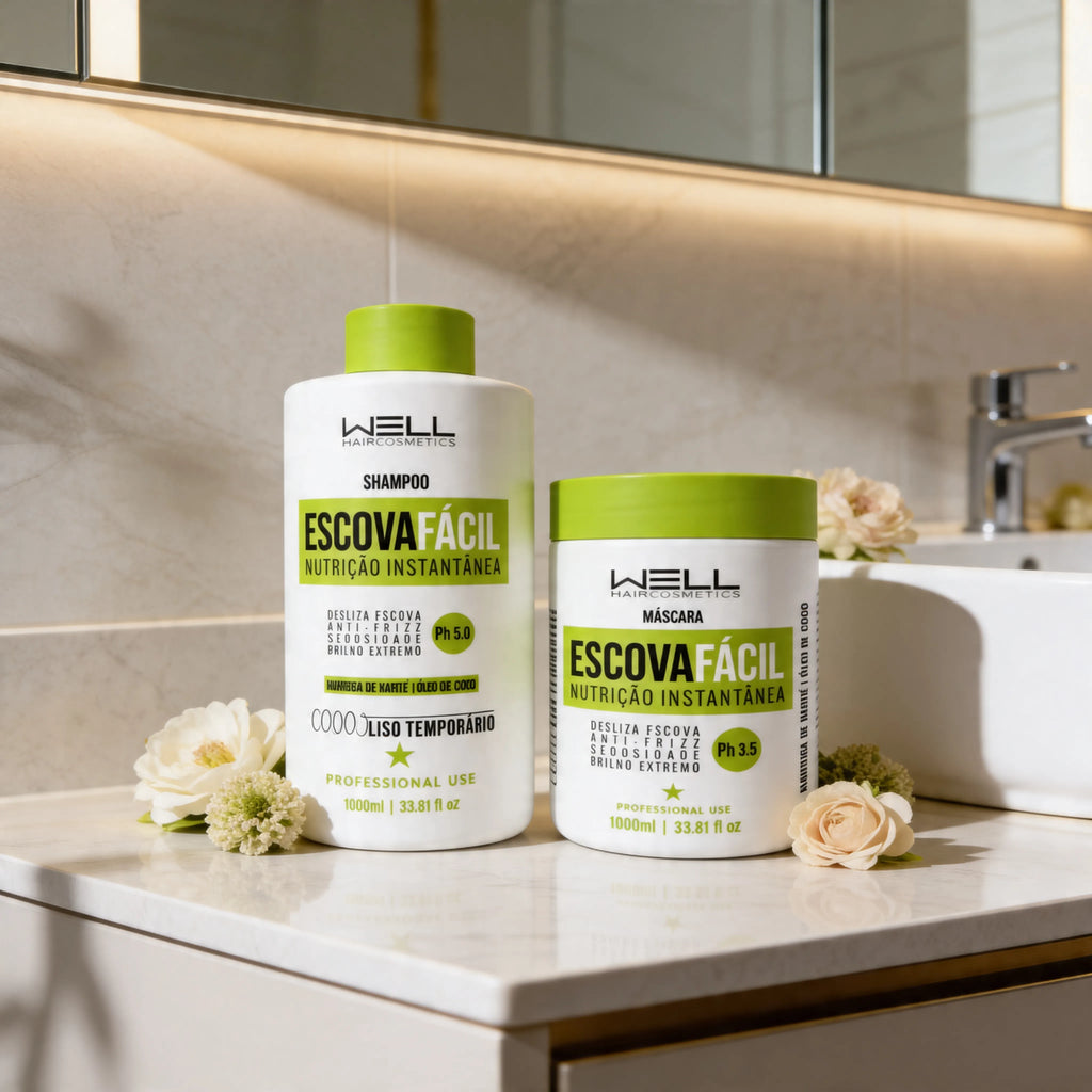 ESCOVA FÁCIL - SHAMPOO + MASCARA 1000ML - WELL HAIR COSMÉTICOS