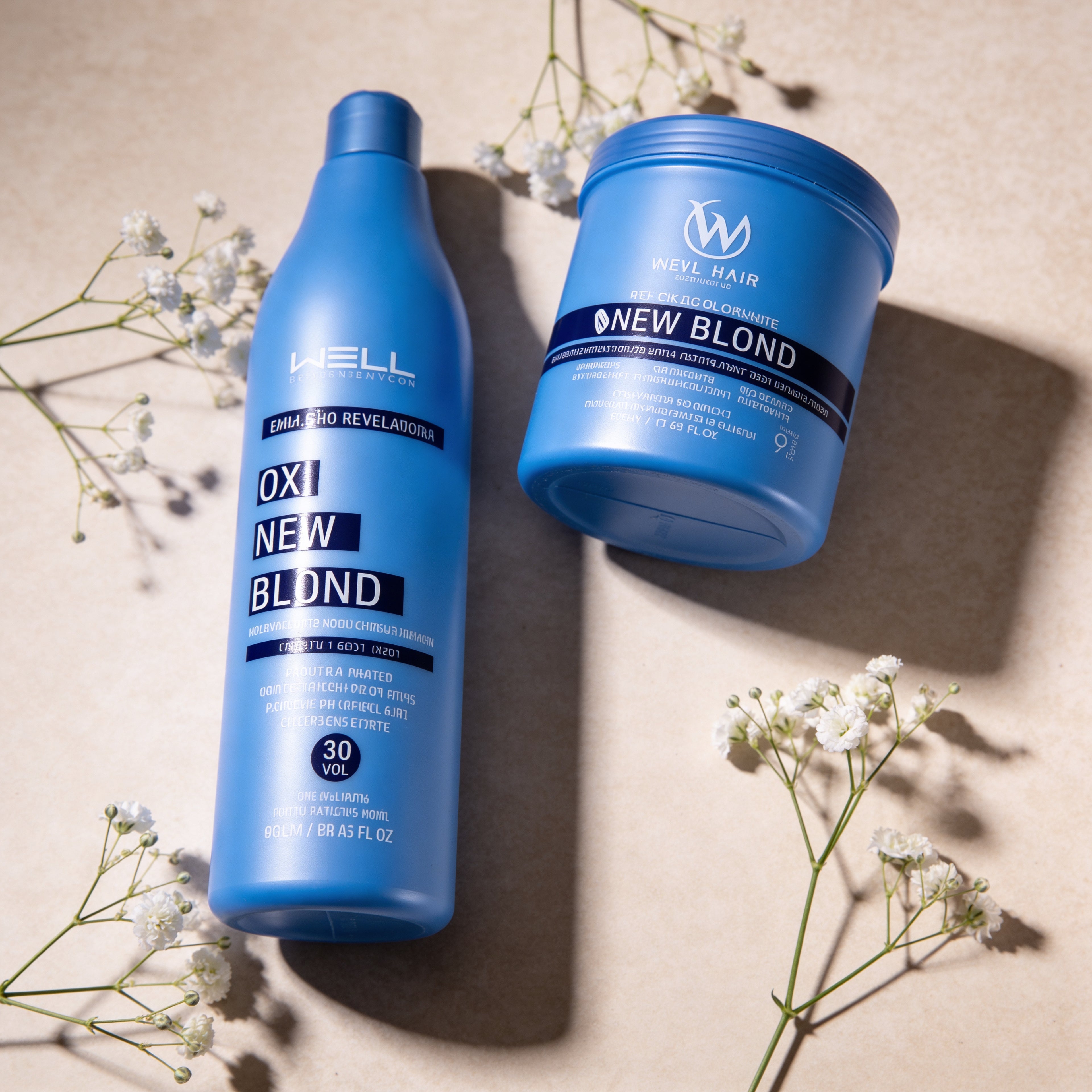 Kit Descolorante Pó Descolorante New Blond 500g + Água Oxigenada 900ml Well Hair 30vol